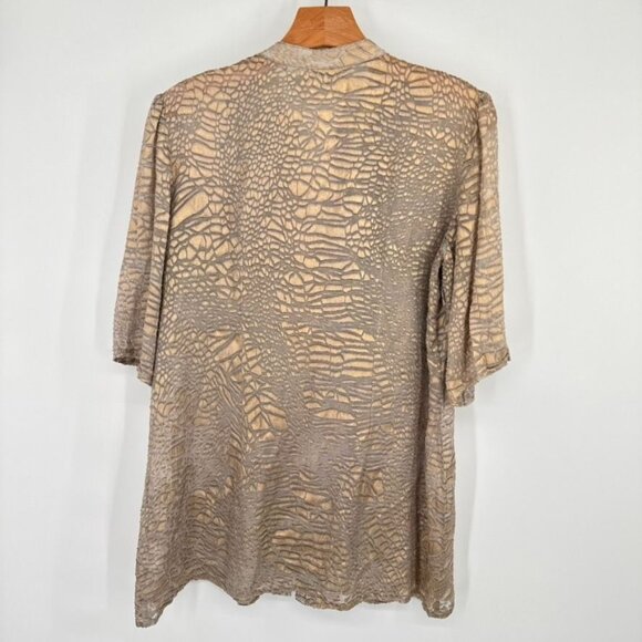 Chicos 1 Animal Print semi Sheer burnout Tunic 3/4 Sleeves Size medium Gold - Picture 10 of 11